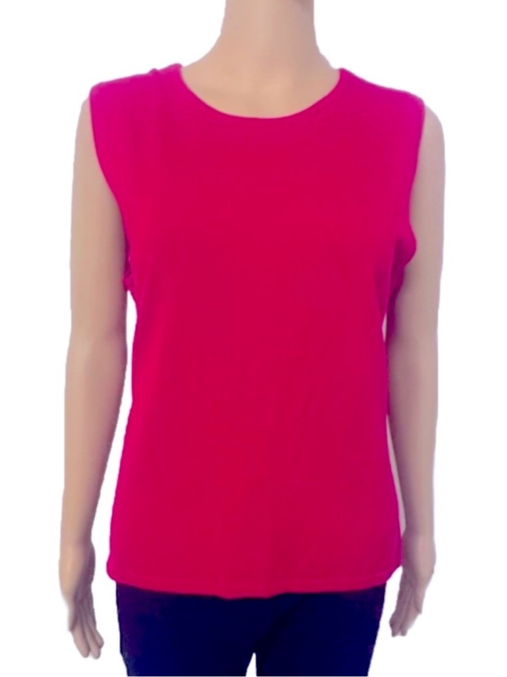 RAFAEL Sleeveless Knit Crewneck Tank Top - Hot Pink